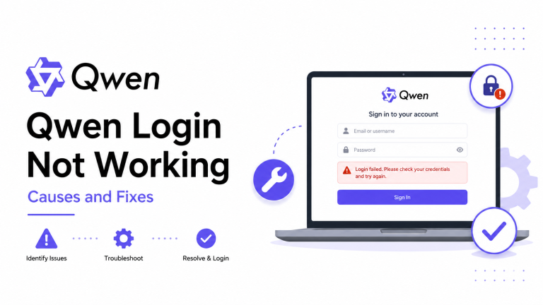 Qwen Login Not Working troubleshooting guide showing login error causes and fixes
