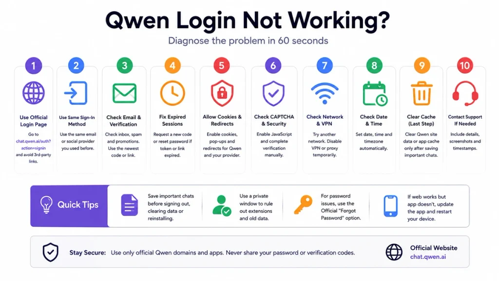 Qwen Login Quick Diagnosis