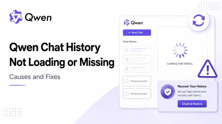 Qwen chat history not loading or missing guide showing loading history, missing conversations, and recovery options